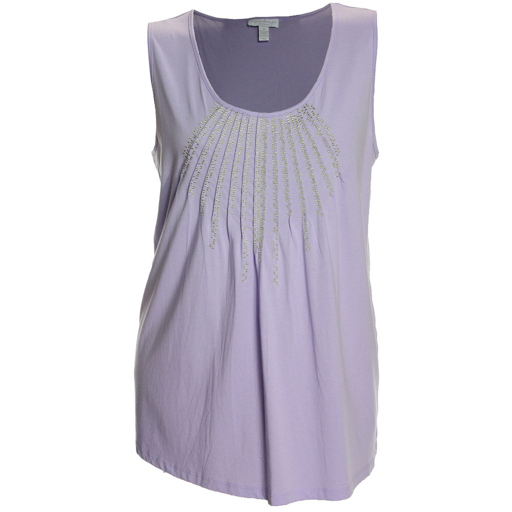 1x Purple Sleeveless Embroidered Tank Top NEW w/ Tags Charter Club Plus Sizes
